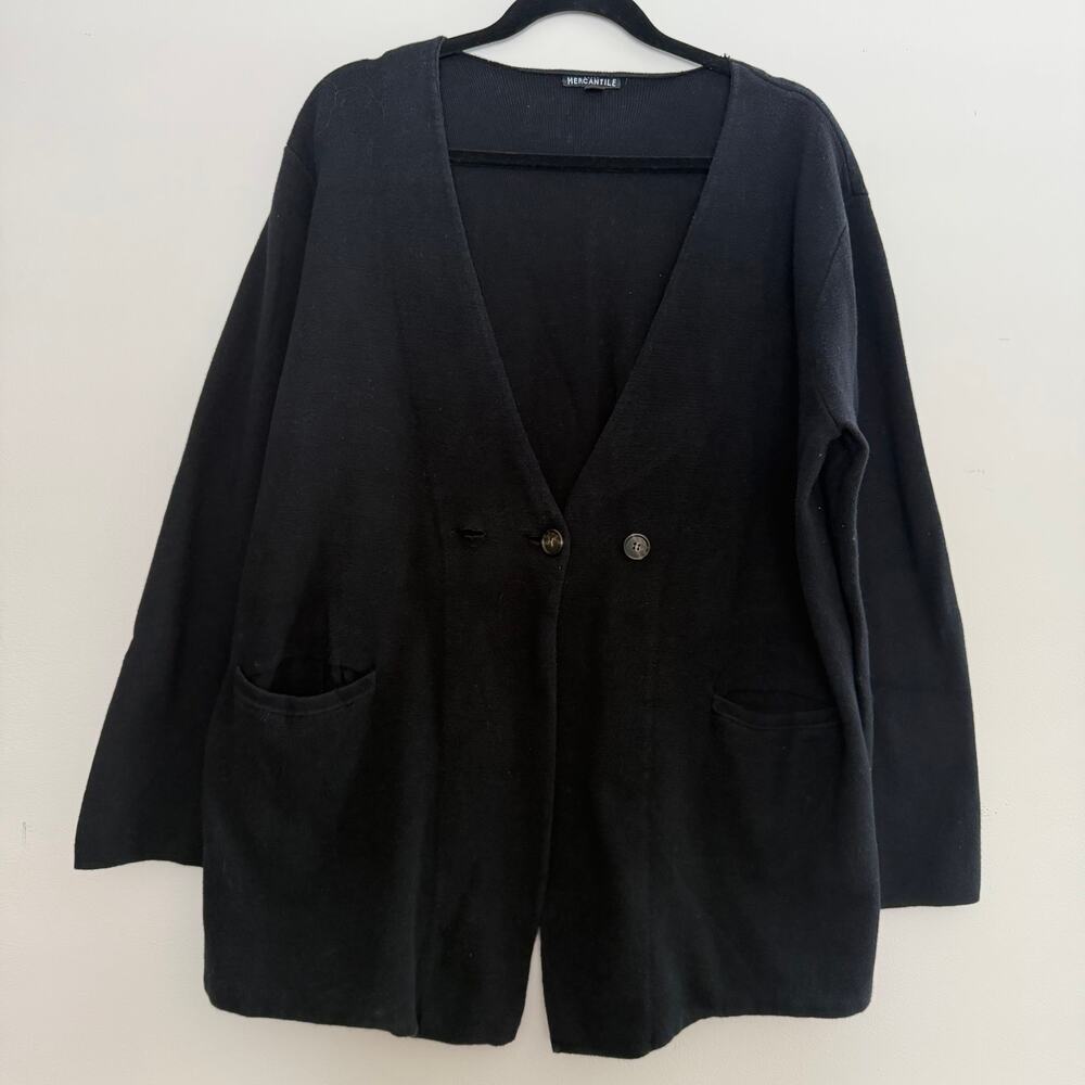 J Crew‎ Mercantile Collarless Sweater Blazer 100% Cotton Longline Cardigan Sz XL